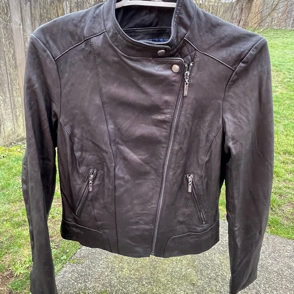 Cole Hahn Black Genuine Leather Jacket - Picture 10 of 10